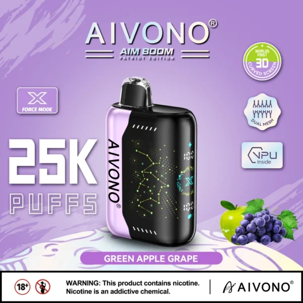 Aivono Aim Boom 25000 Puffs 25k 3D zakřivená obrazovka jednorázové Vape