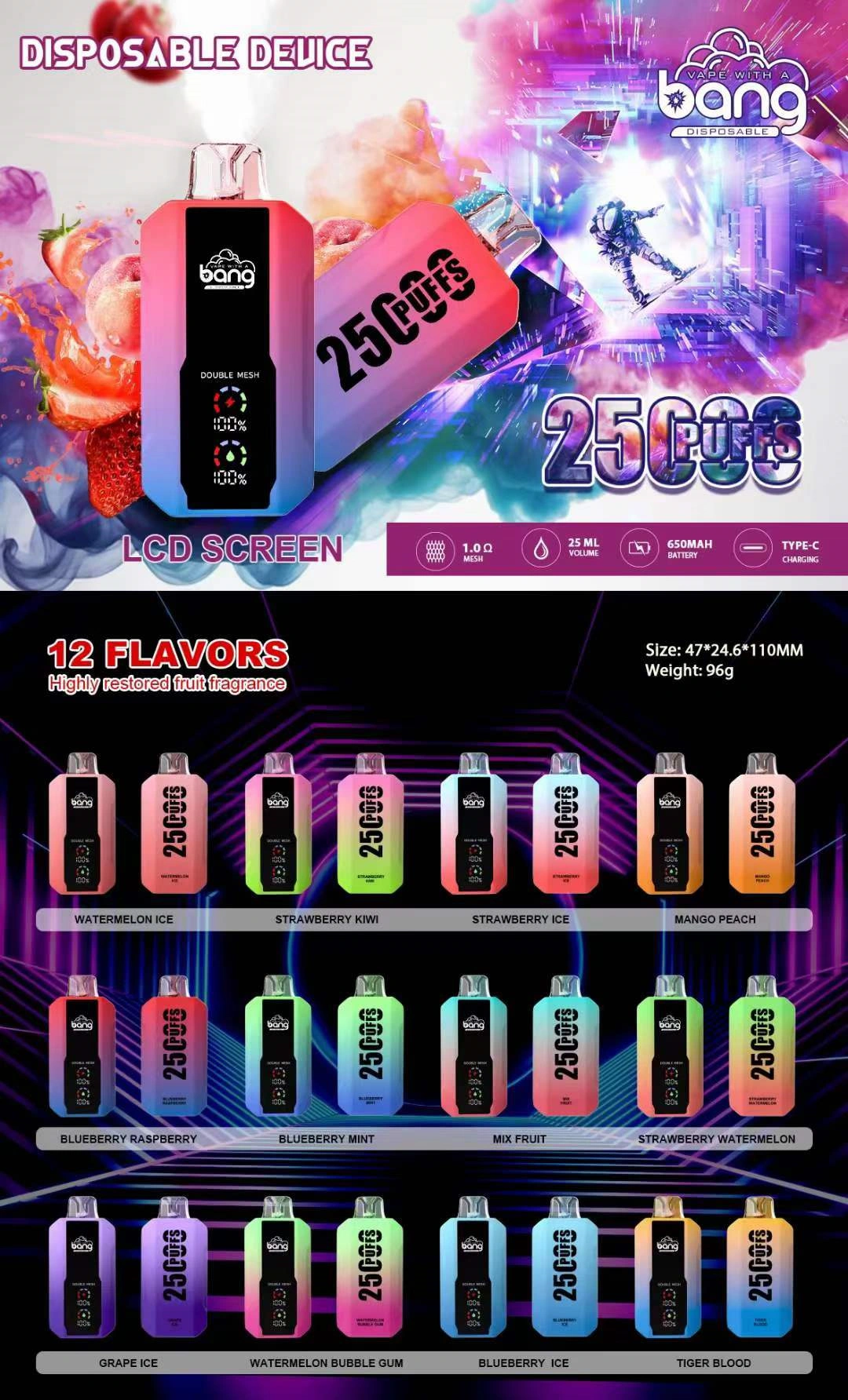 Bang 25000 Puffs 25k Smart Screen Disposable Vape Wholesale