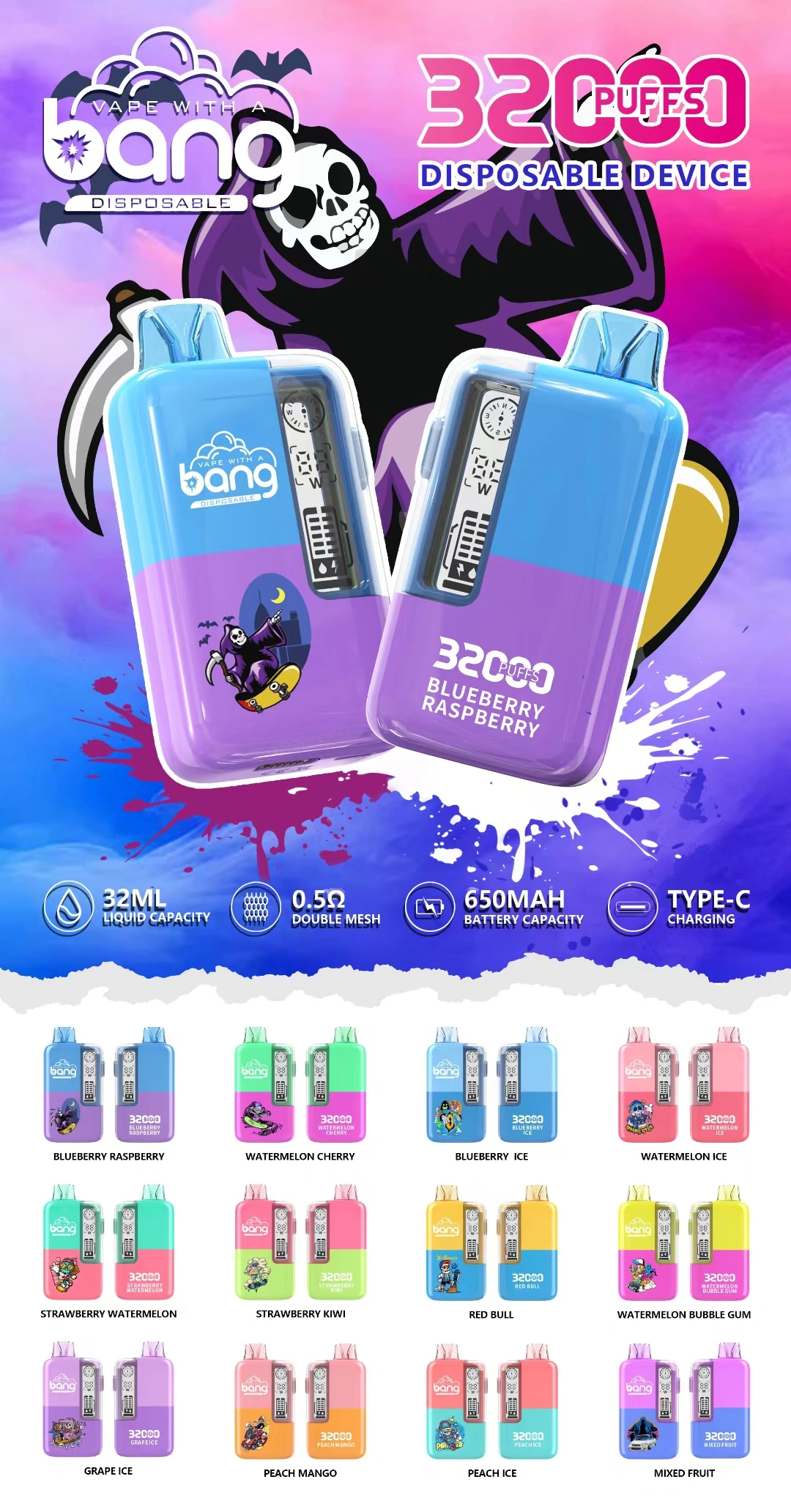 Bang 32000 puffs 32k Smart Screen Disposable Vape