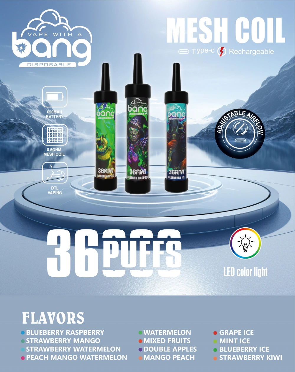 Bang 36000 Puffs 36k DTL Shisha Hookah Disposable Vape