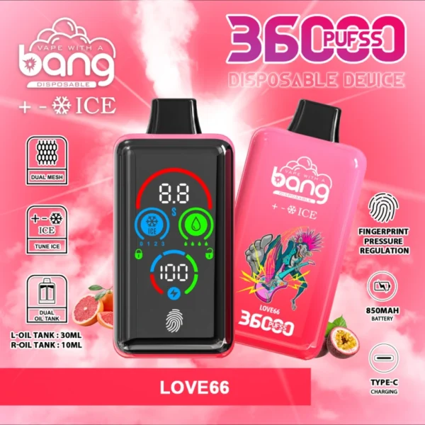 Bang 36000 Puffs 36k Tune Ice Fingerprint Pressure Regulation Disposable Vape