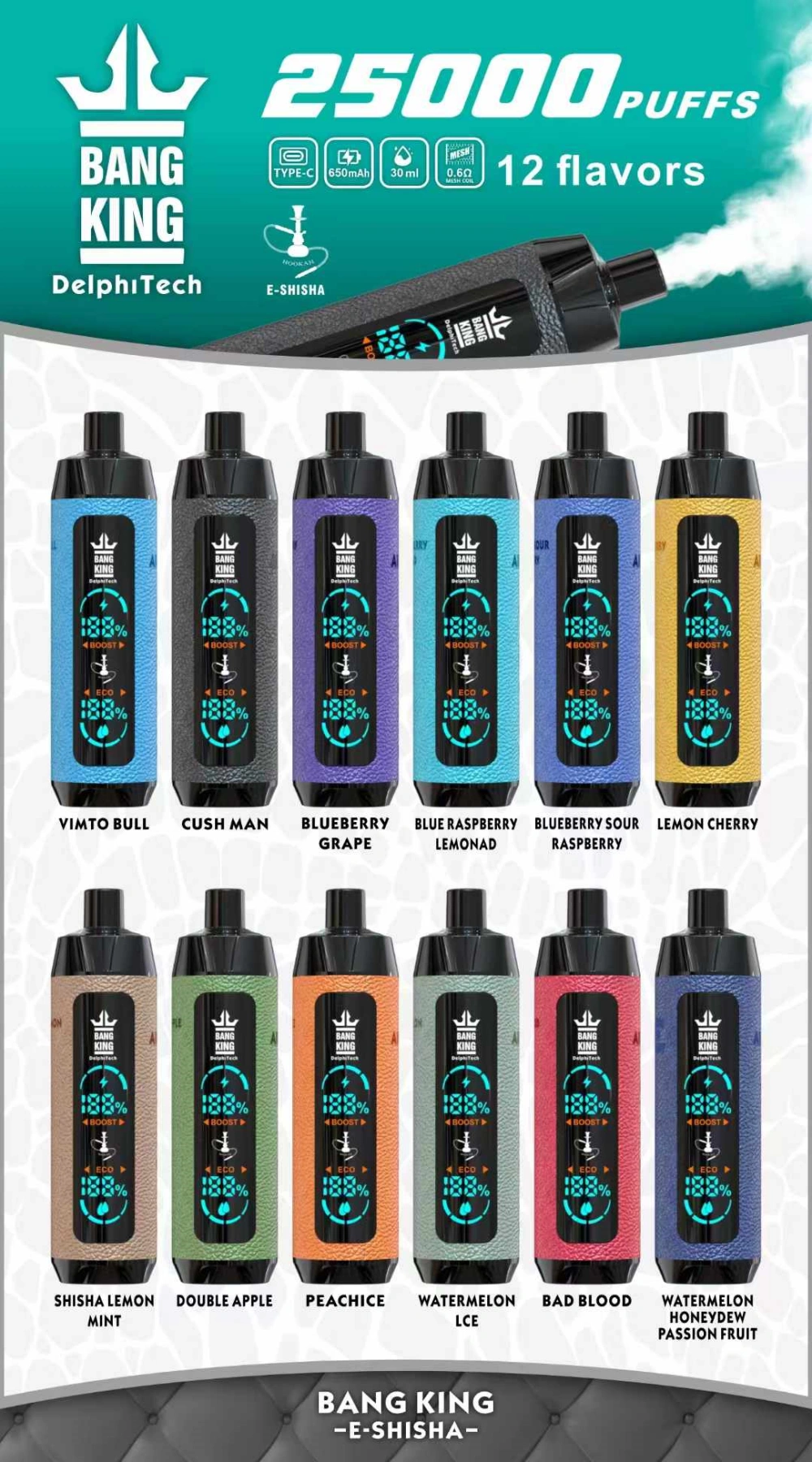 Bang King 25000 Puffs 25k Einweg-Vape Shisha Hookah Vaper