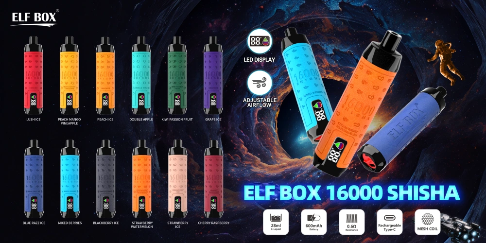 ELF BOX 16000 Puffs 16k Shisha Hookah Leather