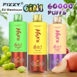 Fizzy 60000 Puffs 6 v 1 Puff 60k LED obrazovka na jedno použitie Vape EU Warehouse