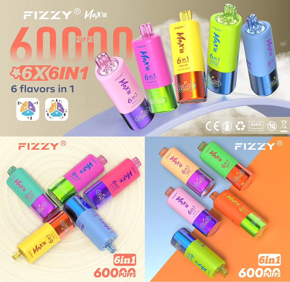 Fizzy 60000 Puff 6 in 1 Puff 60k LED Screen Vape usa e getta Magazzino UE
