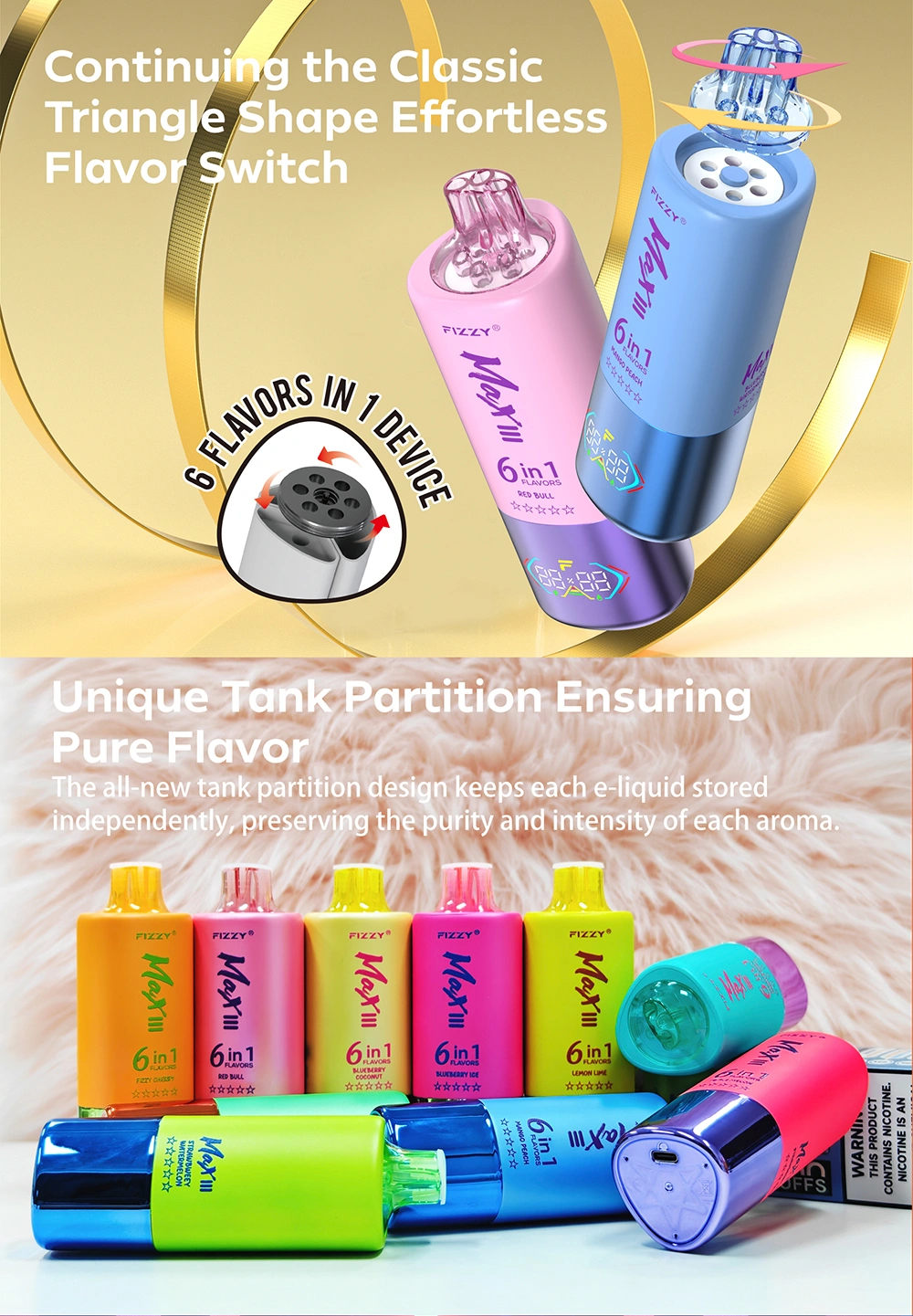 Fizzy 60000 Puff 6 in 1 Puff 60k LED Screen Vape usa e getta Magazzino UE