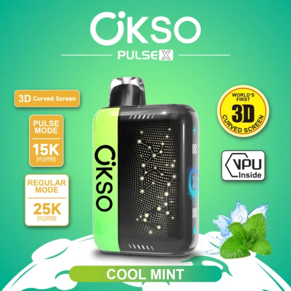OKSO 25000 Puffs 15k 25k Pulse X ühekordselt kasutatav Vape 3D kõver ekraan