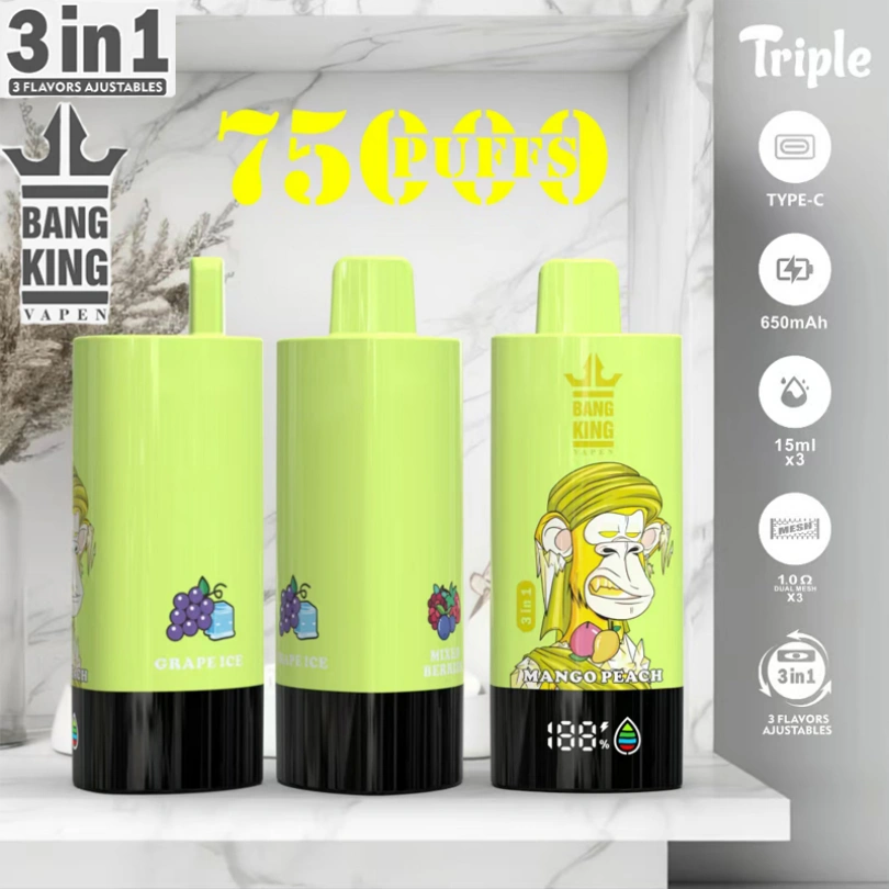 Puffs 75k Bang King 75000 Puffs 3 en 1 Vape Desechable Triple Sabores