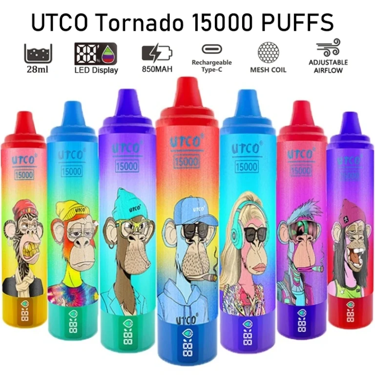 UTCO 15000 Puffs 15k Tornado digitaalne ühekordselt kasutatav Vape