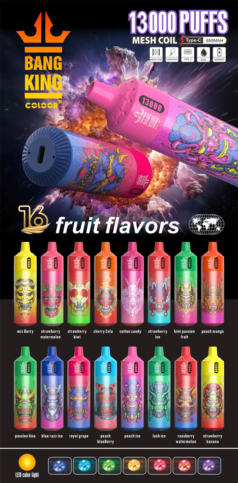 Bang King 13000 Puffs 13k Vape descartável