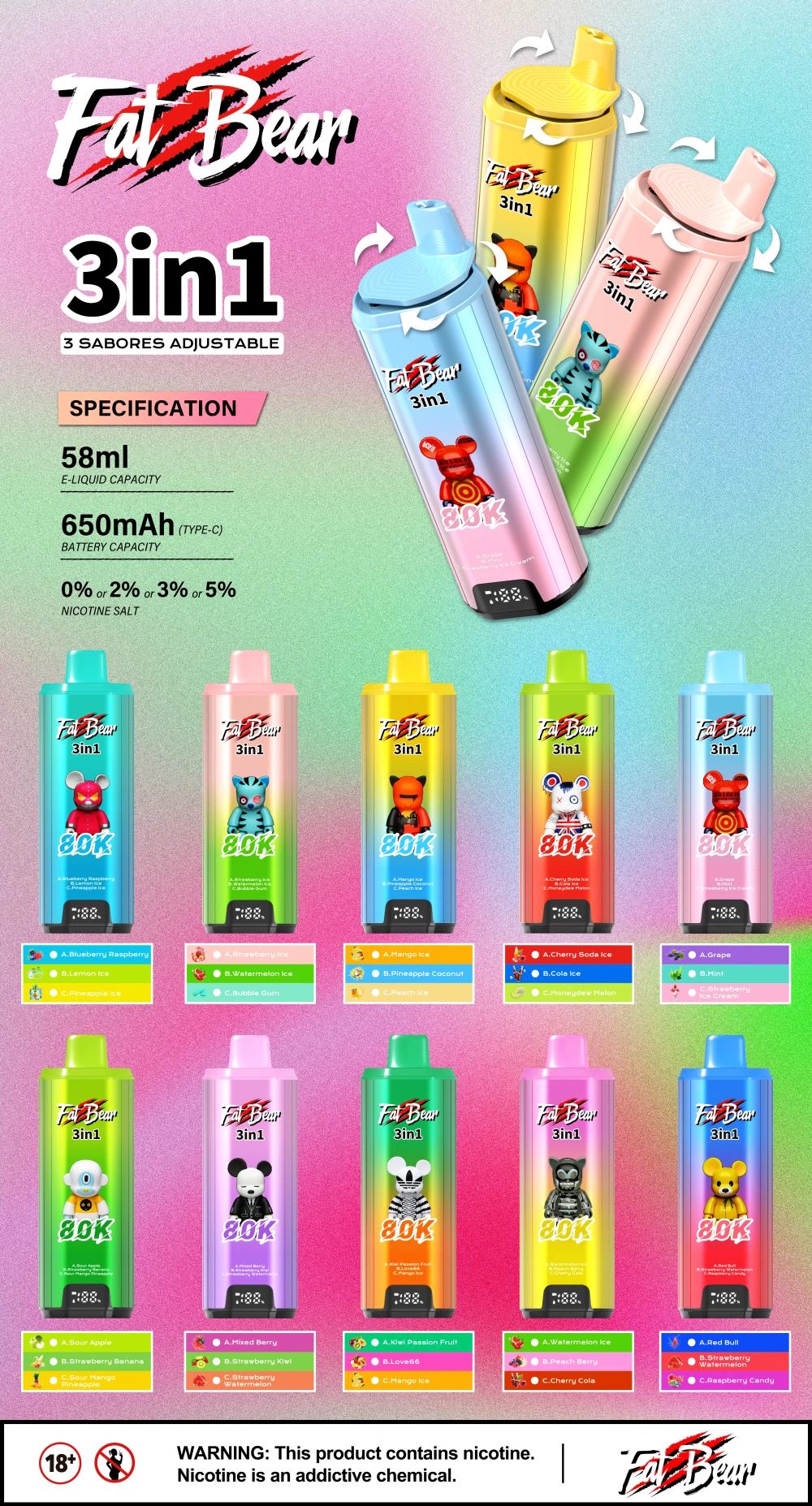 Aivono Fat Bear 80000 Puffs Wegwerp Vape