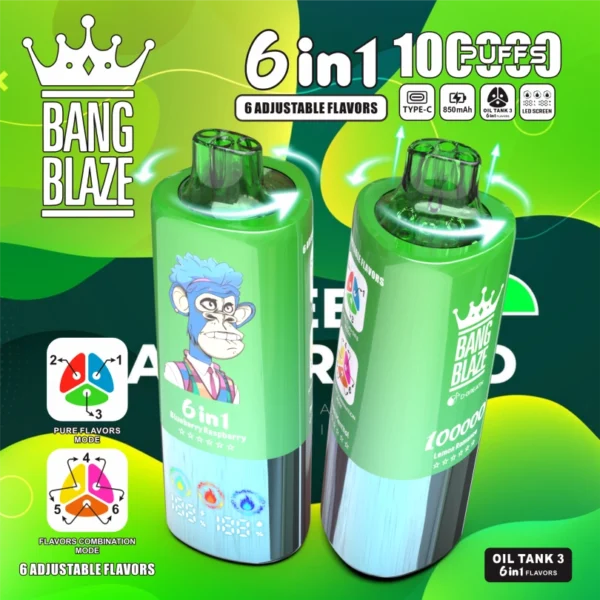 6 in 1 Bang Blaze 100000 Puffs 100k Big Puff Vape Shops Near Me