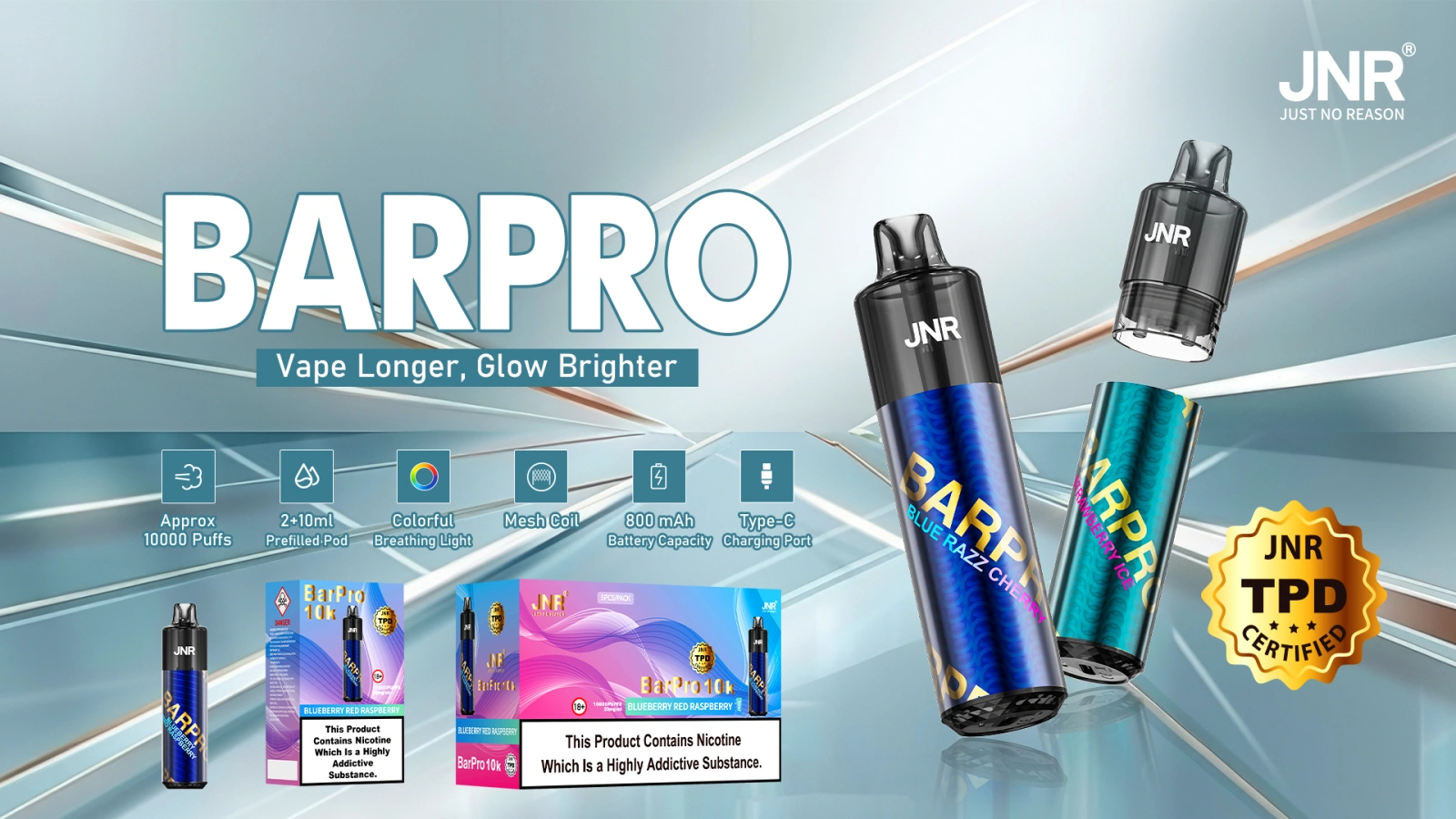 JNR Bar Pro 10000 Puffs TPD Vape descartável