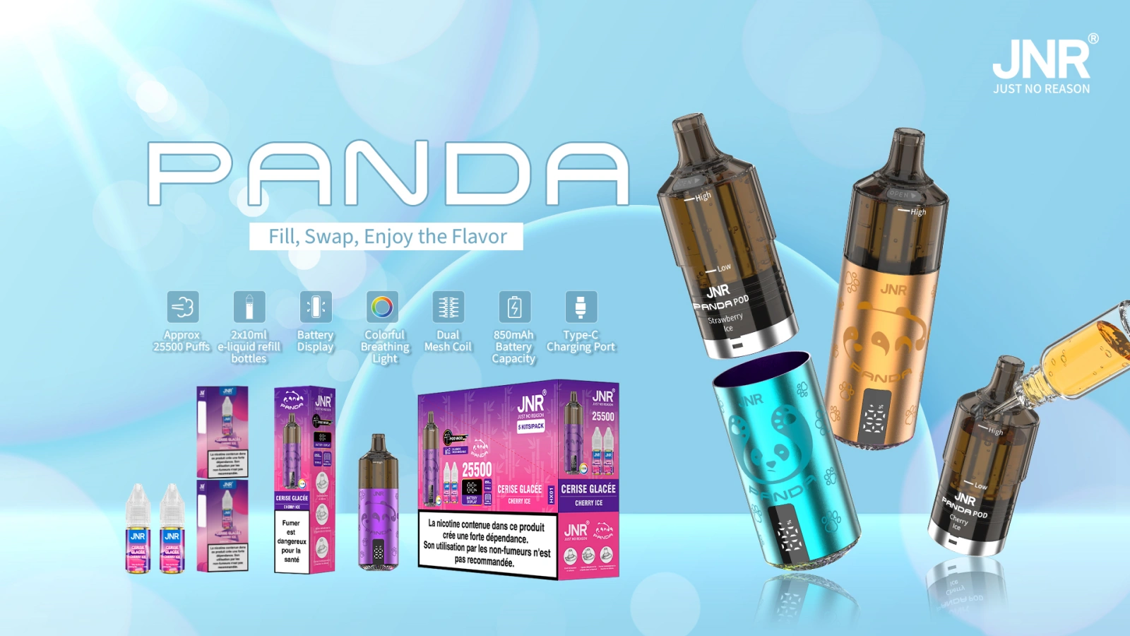 JNR Panda 25500 Puffs TPD Engangs-damp