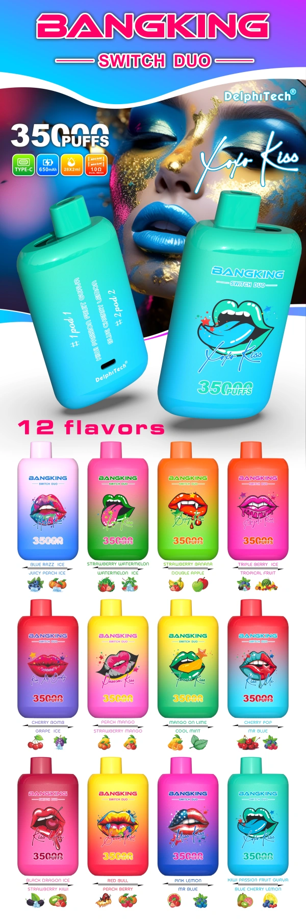 Kiskereskedelmi Vape 35000 Puffs minta rendelés ingyenes szállítás Bang King