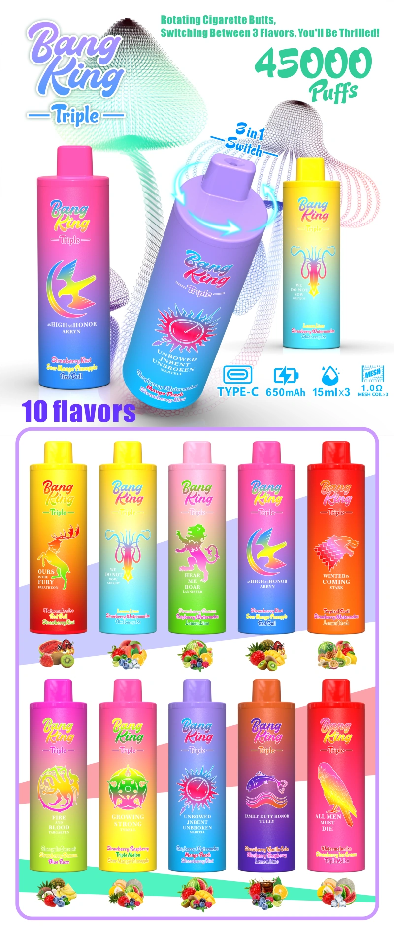 Venta al por menor Vape 45000 Puffs Personal Comprar Muestra Orden Mínimo 2 Piezas Bang King