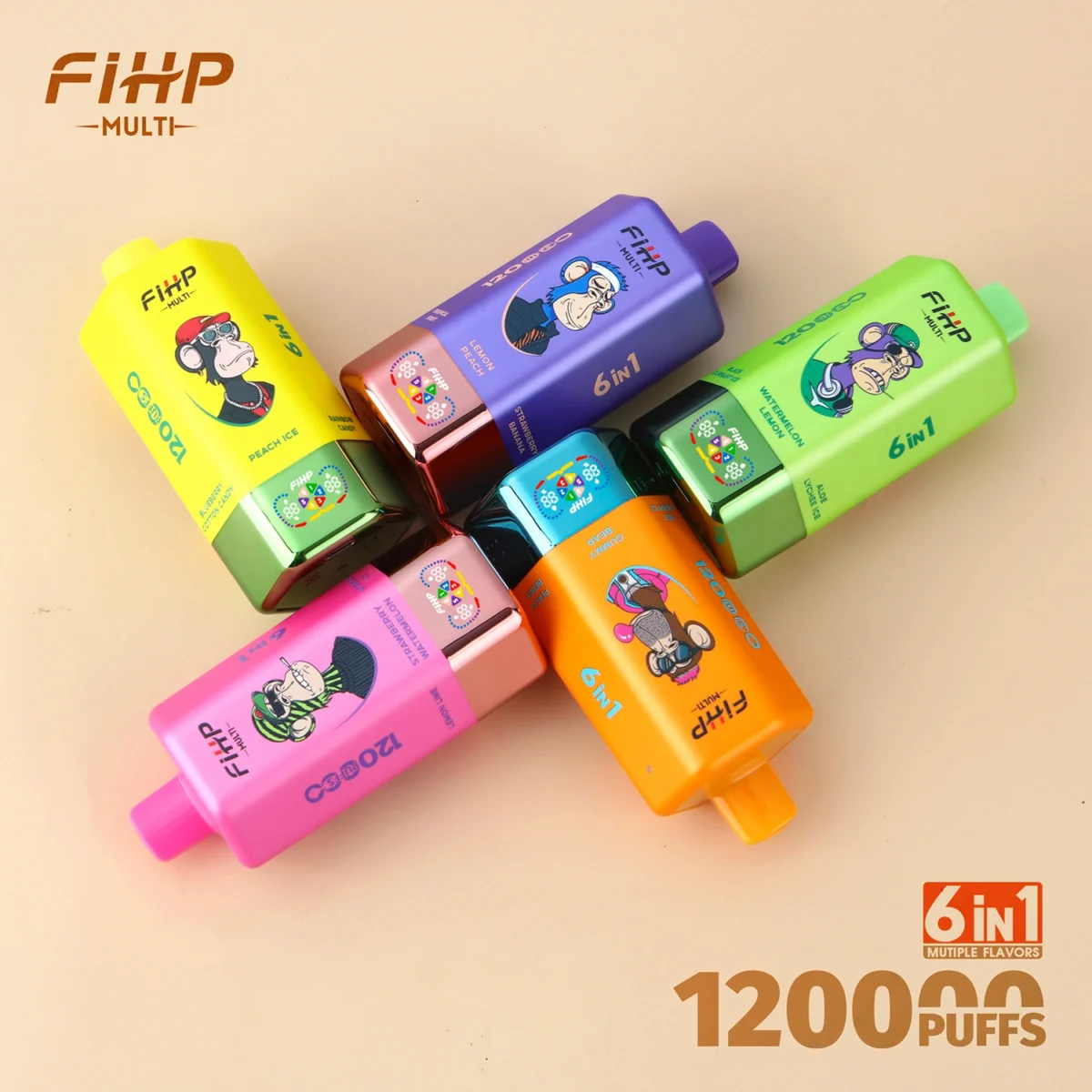 EU Vape FIHP 120000 Puffs 120k 6 in 1 Free Shipping 3-7 Work Days Delivery