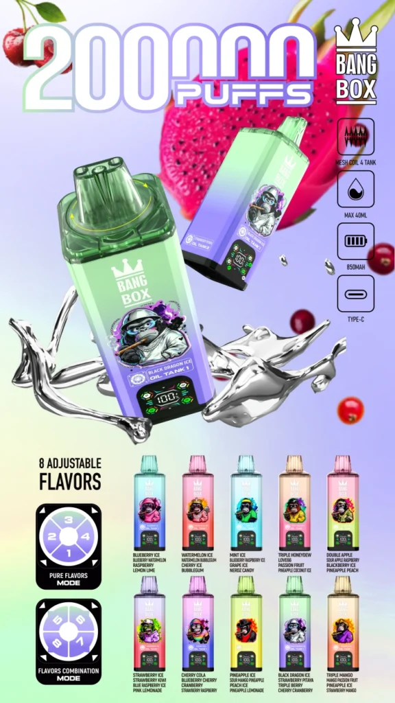 Bang Box 200k Puffs 8 en 1 Mejor Vape Desechable al por mayor 200000 Envío gratuito