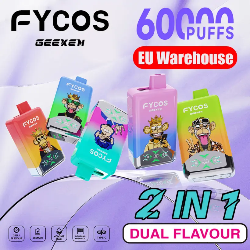 EU Vape FYCOS 60000 Puffs Geeken 2 in 1 Dual Flavors Disposable E Cigarette Free Shipping 1 EU Vape FYCOS 60000 Puffs Geeken 2 in 1 Dual Flavors Disposable E Cigarette Free Shipping
