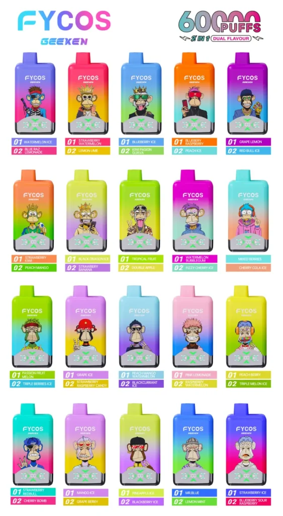 EU Vape FYCOS 60000 Puffs Geeken 2 in 1 Dual Flavors Vienkartinė E cigaretė Nemokamas pristatymas