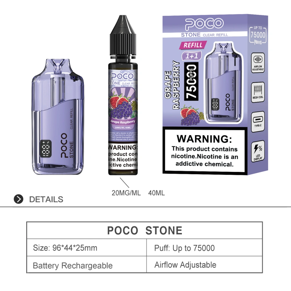 EU Warehouse POCO 75000 Puffs 75k Stein nachfüllbar Einweg Vape mit 40ml Öl