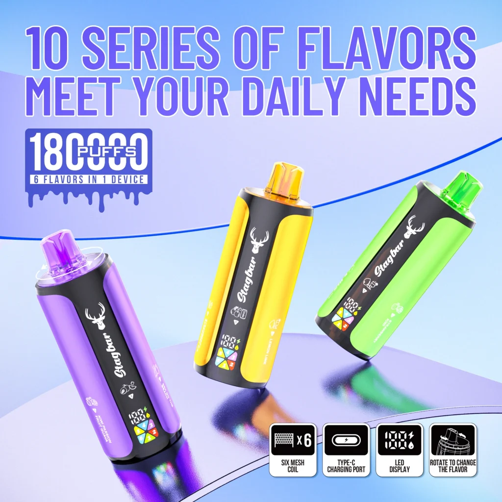 Stagbar 180k Puffs 6 in 1 paras kertakäyttöinen Vape 180000 Ilmainen toimitus EU Warehouse