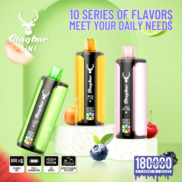 Stagbar 180k Puffs 6 in 1 paras kertakäyttöinen Vape 180000 Ilmainen toimitus EU Warehouse