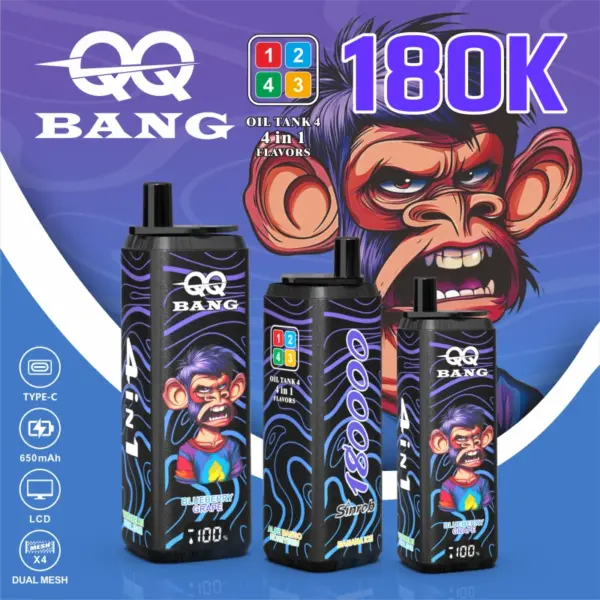 QQ Bang 180K Puffs 180000 ladattava kertakäyttöinen Vape tukku ilmainen toimitus