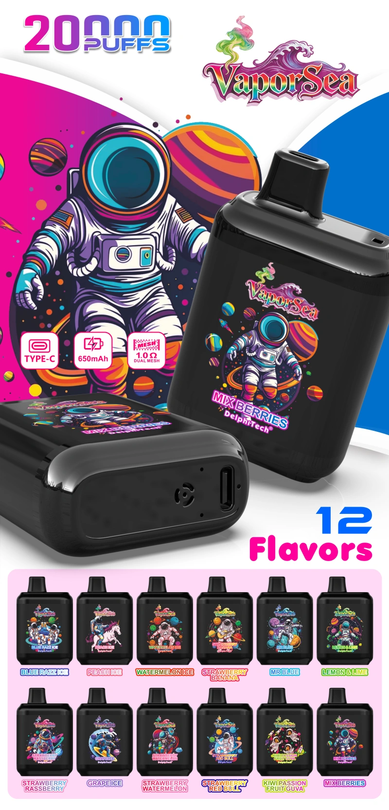 Vaporsea 20000 Puffs 20k Poceni za enkratno uporabo Vape na debelo Freee Shipping