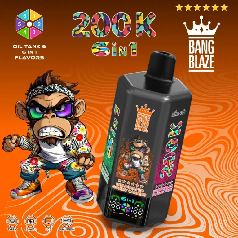 Bang Blaze 200k Puffs 6 en 1 Vape desechable más duradero Envío gratuito