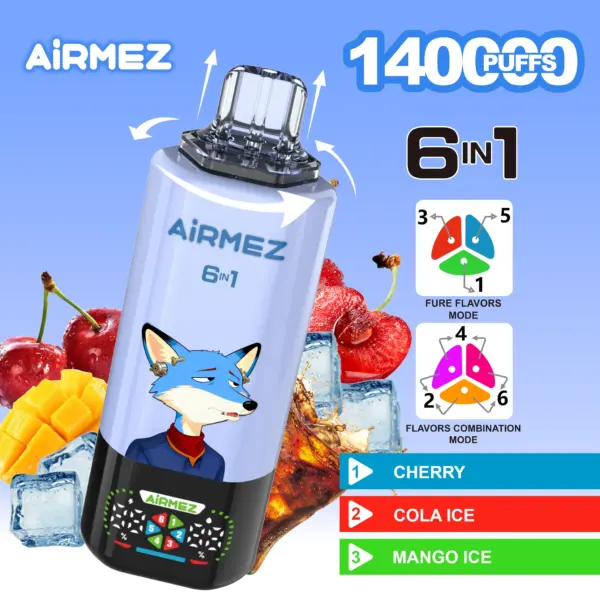 EU Vape Airmez 140K Puffs 6 in 1 Best Disposable E Cigarette Wholesale