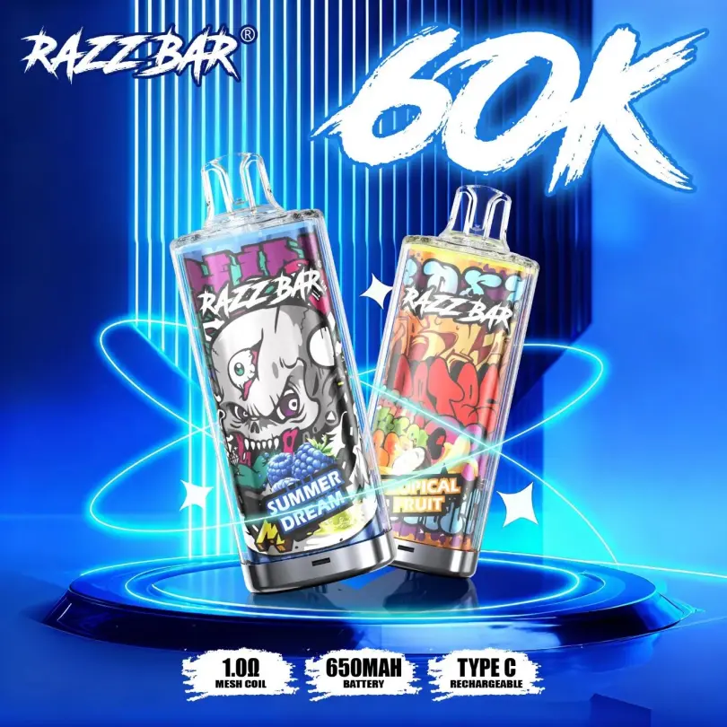 ΕΕ Vape Razz Bar 60000 Puffs Crystal μίας χρήσης E τσιγάρο δωρεάν αποστολή