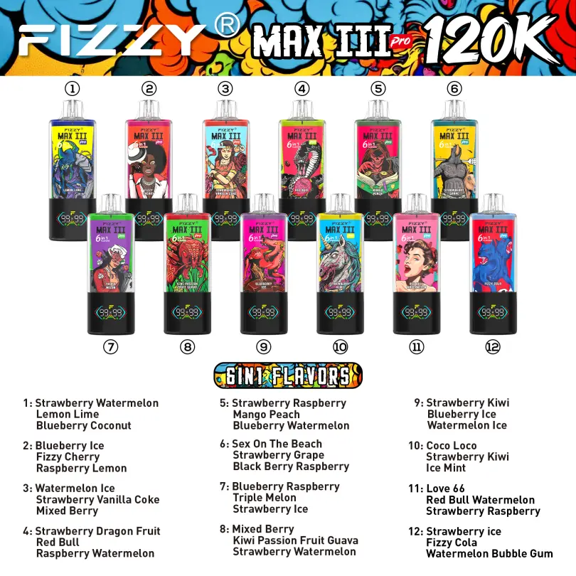 EU Warehouse Fizzy 150k Puffs 15 in 1 Disposable Vape Wholesale