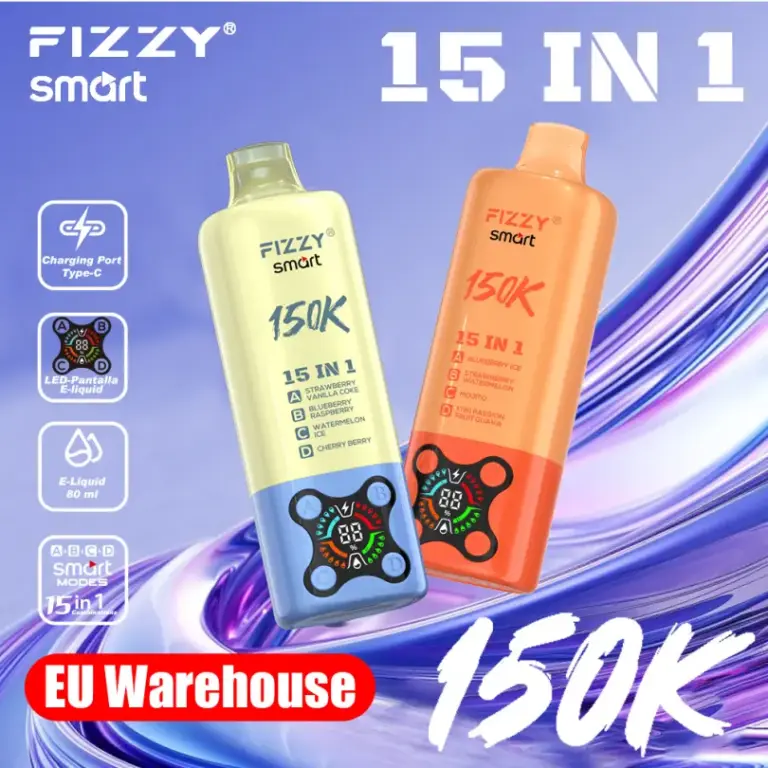 EU-magazijn Fizzy 150.000 trekjes 15-in-1 wegwerpvape groothandel