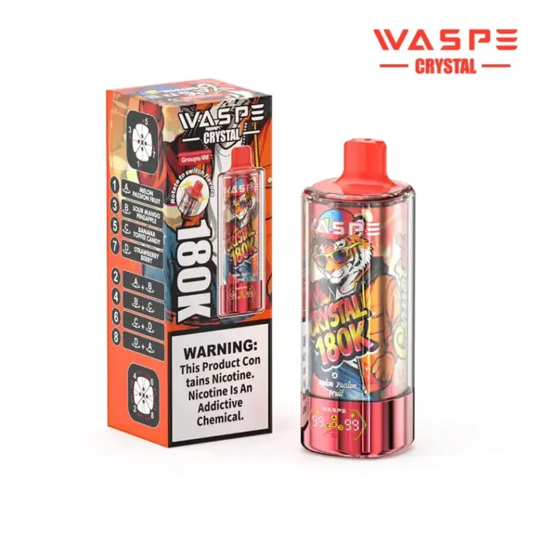 Waspe 180k Puffs 8 in 1 Crystal Disposable Vape EU Warehouse