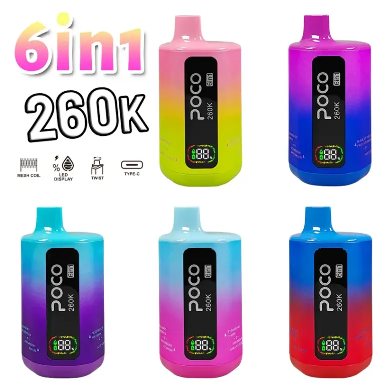 POCO 6 v 1, enkratna elektronska cigareta z 260.000 vdihi